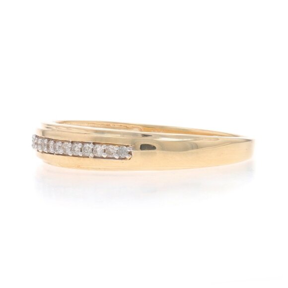 Yellow Gold Diamond Men's Wedding Band - 10k Round Brilliant .10ctw Ring - Picture 3 of 6